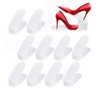 TRMLBE 30 Pièce Empileur de Chaussures Réglable en Hauteur sur 3 Niveaux, Ensemble de Supports Antidérapants en Plastique pour Organiser Les Chaussures, Blanc