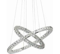 TRMLBE 48W Luxe Moderne Cristal Pendentif Lustre Suspension Guidée Plafonnier avec Deux Anneau (48W Dimmable)