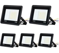 TRMLBE 5x100W Projecteur de chantier LED extérieur Super lumineux 230V Projecteur LED en aluminium Lampe d'extérieur Projecteur mural, Blanc chaud