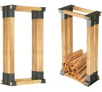 TRMLBE Aide à l'empilage du bois de chauffage, Aide à l'empilage du bois de chauffage stable en galvanisé à chaud Support d'empilage du bois pour l'intérieur et l'extérieur (set de 4)