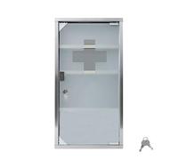 TRMLBE Armoire à Pharmacie Armoire à Pharmacie en Acier Inoxydable 30x12x57,5 cm Armoire d'apothicaire avec Porte vitrée Armoire à Pharmacie avec 2 clés, Blanc (avec 4 Compartiments)