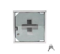 TRMLBE Armoire à Pharmacie en Acier Inoxydable Armoire à Pharmacie verrouillable Armoire d'apothicaire Armoire à Pharmacie avec Porte vitrée avec 2 clés 30 x 12 x 30 cm Blanc (avec 2 Compartiments)