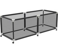 TRMLBE Bac de rangement pour jouets de piscine avec 4 roulettes, 230x79x88 cm Grand organisateur de piscine Tube PVC + filet respirant Porte-nouilles, Organisateur de jouets de piscine Bouée Serviette