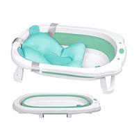 TRMLBE Baignoire Pliable pour Bébé 82x50cm Baignoire pour Enfants en PP+PTE Antidérapante Gain de Place Baignoire pour Les Nouveau-nés (Vert, avec Coussin de Siège)