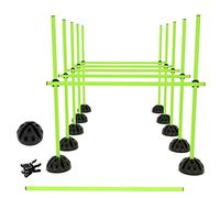 TRMLBE Barre de Saut Kit Obstacles d'entraînement Agility pour Enfants avec bâtons, Pieds et Clips de Connexion pour l'entraînement de la Coordination et l'agilité - Vert