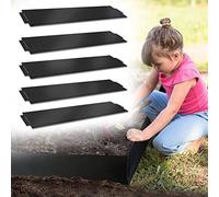 TRMLBE Bordure de pelouse métallique 35m-35 pièces Bordure de tonte Galvanisée 100 x 18 cm par pièce Adaptable Flexible Bordure de parterre pour plantes de jardin Culture maraîchère Floral, Noir
