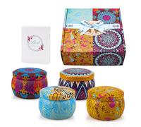 TRMLBE Bougie parfumée Bougies d'aromathérapie Set cadeau 120g, 4 pièces boîte en fer blanc Set de décoration Bougies parfumées, boîte en fer blanc classique