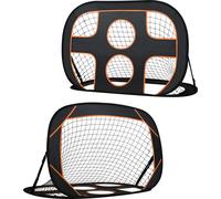 TRMLBE But de foot 2 en 1 pour jardin Enfants 121x80x80cm Pliable But de foot extérieur Multifonctionnel incl. mur de but Pop-Up avec 6 trous, but de foot avec sac de transport pour jouer à l'entraîne