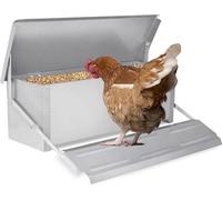 TRMLBE Distributeur automatique d'aliments pour poulets Alimentateur automatique d'une capacité de 10 kg Distributeur d'aliments pour poulets en alliage d'aluminium avec pédale automatique Mangeoire p