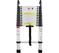 TRMLBE Échelle télescopique aluminium pliable 3,8M Échelle multifonctionnelle avec crochets Échelle simple Échelle polyvalente Échelle extensible 13 marches Escabeau en aluminium de qualité supérieure
