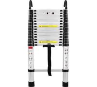 TRMLBE Echelle télescopique aluminium pliable 4,4M Echelle multifonctionnelle avec crochets Echelle simple Echelle multi-usages Echelle extensible 15 marches Escabeau en aluminium de qualité supérieur