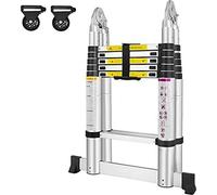 TRMLBE Echelle télescopique pliante en aluminium Echelle multifonctionnelle Echelle d'appui Echelle multi-usages Echelle extensible 12nombre de barreaux - 87cm à 3,8m Echelle d'appui en matériau de ha