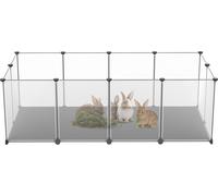 TRMLBE Enclos 12Pcs Parc 125x63x42cm Parc avec tapis pour chiots Enclos blanc pour petits animaux 30x40cm par pièce Enclos DIY extensible Lapin Cochon d'Inde Enclos