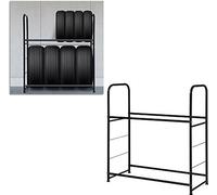 TRMLBE Étagère à pneus Étagère de stockage Arbre de jantes Étagère de stockage Support de pneus Étagère à jantes mobile (noir, 107 * 46 * 117cm)
