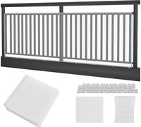 TRMLBE Filet de protection pour escaliers 450x91 cm Blanc Filet de sécurité avec attaches-câbles, cordes de maintien et fixations au sol pour enfants et escaliers montage facile