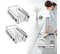 TRMLBE Lot de 2 Tiroirs Télescopiques 30cm Tiroir de Cuisine Organisateur de Placard Extracteur d'armoire Tiroir de Chambre à Coucher Étagère de cuisine avec Glissières Charge maximale de 20kg