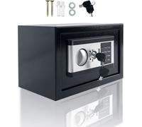 TRMLBE Mini coffre-fort domestique 34L Coffre-fort ignifuge étanche Coffre-fort électrique avec affichage LED & boîtier à piles & clé de sécurité & fonctions d'alarme