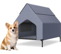 TRMLBE Niche pour chien 2 en 1, taille M Niche pour client en extérieur, 109,5 x 74,5 x 93 cm Lit pour chien en oxford & maille respirante avec toit Lit pour chien Cave pour chat Abri pour animaux dom