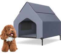 TRMLBE Niche pour chien 2 en 1, taille S Niche pour client en extérieur, 91 x 65,5 x 86,5 cm Lit pour chien en oxford & maille respirante avec toit Lit pour chien Cave pour chat Abri pour animaux dome