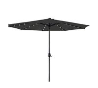 TRMLBE Parasol Ø 3,5m avec LED Parasol de jardin en aluminium protection UV UPF 40+ Parasol de balcon sans support insubmersible pour jardin balcon terrasse, gris foncé