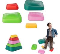 TRMLBE Pierres d'équilibre pour enfants, 5 pièces d'équilibre Pierres de rivière Blocs d'équilibre antidérapants Set d'entraîneurs d'équilibre colorés Enfants pour l'intérieur et l'extérieur