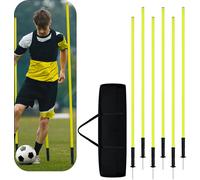 TRMLBE Piquets de slalom Football Accessoires d'entraînement 1,5m 6pcs set de piquets de haies avec piquet & sac de transport Piquets d'entraînement Jaune Piquets d'agilité