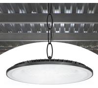 TRMLBE Plafonnier 200W LED Projecteur d'atelier Lampe industrielle IP65 Étanche Éclairage industriel ultra-mince Blanc froid Type UFO Éclairage d'atelier avec 73cm de câble inclus