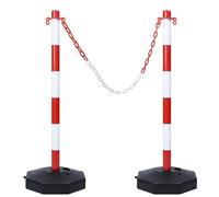 TRMLBE Poteaux à chaîne 82 x 28 x 28 cm - Kit de support de chaîne avec 2 béquilles de délimitation et chaînes à maillons de 1,4 m - Pour avertissement d'allée, de garage - Rouge