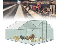 TRMLBE Poulailler Résistant à l'hiver Clapier Enclos Extérieur Maison pour Poules en Acier Galvanisé avec Toit de Protection Solaire pour Volaille Lapins Petits Animaux - 3x2x2m
