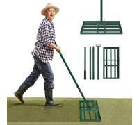 TRMLBE Râteau à gazon Râteau à gazon en acier avec manche Réglable 25x50cm Râteau de jardin 95-185cm Long Levelingrake Râteau de nivellement pour sabler Golf Jardin, Vert