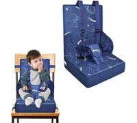 TRMLBE Rehausseur de chaise enfant Coussin de siège enfant avec dossier pliable et ceinture de sécurité à trois points, éponges Siège d'appoint pour rehausseur de chaise enfants bébé repas chaise, ble