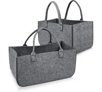 TRMLBE Sacs en feutre 2 pièces Sac pour bois de cheminée en feutre, Pliable Grand panier pour bois de cheminée Sac en feutre Shopper pour bois Journaux Bois de cheminée Sac en feutre Dimensions 50 x 2