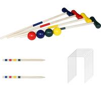 TRMLBE Set de Croquet Enfants Jeu de Croquet en bois Set de Cricket Adultes Jeu de Croquet, Croquet pour 4 joueurs avec piquets, maillets, wickets et boules, Set de Croquet traditionnel Jeu de jardin