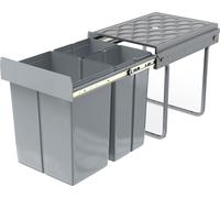 TRMLBE Système de tri des déchets extensible Poubelle de cuisine 3 compartiments Poubelle encastrable Meuble bas avec rails télescopiques & couvercle Poubelle pour la collecte des déchets (2x10L+1x20L