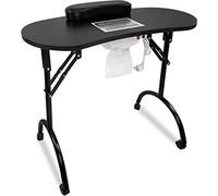 TRMLBE Table de manucure avec aspiration Table de manucure pliable avec accoudoirs Tiroirs et sac de transport Salon de manucure Table de manucure portable Aspirateur à ongles 90 x 37 x 77 cm - Noir