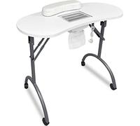 TRMLBE Table de manucure avec aspiration Table de manucure pliable avec accoudoirs Tiroirs et sac de transport Salon de manucure Table de manucure portable Aspirateur à ongles 90 x 37 x 77 cm - Blanc
