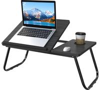 TRMLBE Table d'ordinateur portable 56x33 cm Table pliante 25°-45° Angle réglable Plateau Table de lit avec encoche pour tablette & Cup Slot Plateau de lit Table de lit pour canapé Lit Sol, Noir