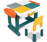 TRMLBE Table pour enfants avec chaises Set Table de jeu pour enfants à partir de 3 ans avec boîte de rangement et hauteur réglable Plateau de table multifonctionnel double face pour enfants Bébé - Typ