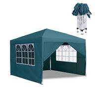 TRMLBE Tonnelle de Jardin 3x3m Pavillon Gazebo Tente de Réception Pliable avec 4 Panneaux Latéraux et Fenêtres Pavillon de Jardin Pliant pour Garden Party Family Gathering - Vert