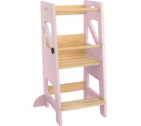 TRMLBE Tour d'apprentissage pliable Learning Tower Réglable en hauteur en 3 positions Toddler Tower avec double barrière de sécurité Tour d'exploration Antidérapant Max jusqu'à 60KG, pour garçons et f