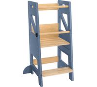 TRMLBE Tour d'apprentissage pliable Learning Tower Réglable en hauteur en 3 positions Toddler Tower avec double barrière de sécurité Tour d'exploration Antidérapant Max jusqu'à 60KG, pour garçons et f