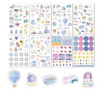 TRMPLX 8 Feuilles Autocollants Scrapbooking, Motifs Divers pour Bébé Enfant Fille Garçon (Bleu)
