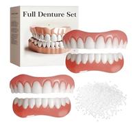 TRMPLX Prothèse Dentaire en Silicone - 2 Paires (Supérieure + Inférieure) avec Adhésif 10g, Fausses Dents Amovibles,Facettes Dentaires Temporaires pour Hommes et Femmes