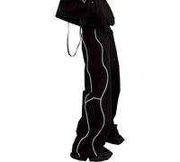 TrndTrsure Pantalon à Cordon Contraste pour Hommes Pantalons à Jambes Larges à Cordon Casual Stripe CôTé Y2K Sweatpants (Noir,M)