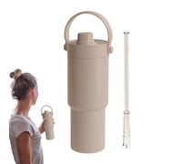Trochate Mug Isotherme de Voyage pour Café,Bouteilles d'Eau de 735ml - Bouteille D'eau Isotherme Sous Vide Avec Poignée Et Paille Portable Pour Sports, Salle De Sport, École Et Plein Air