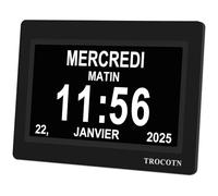 TROCOTN 7 Pouces Horloge numérique Horloge de Jour Grand écran réveil Horloge Murale (Noir)