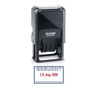 Trodat 4750/L7 Printy Tampon dateur avec plaque texte « Gebucht » Noir [Français non garanti]