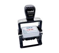 Trodat 5460L20 Professional Line 4.0 Tampon Dateur - encrage automatique rechargeable, encre de couleur bleu et rouge, format de l‘impression 56 x 33 mm - PAYÉ LE / BANQUE - 12 bandes année