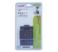 TRODAT Blister 3 recharges 6/56 pour appareils 5177/5204/5558/55510... Bicolore Bleu et Rouge