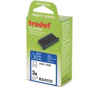 Trodat Cassette d'encre de rechange pour tampons Printy 4923 - Pack de 3 cassettes bleues